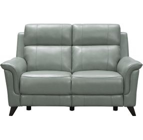 Kester Lorenzo Mint Leather 63" Power Reclining Loveseat with Power Headrest and USB Charging