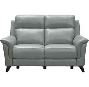 Kester Lorenzo Mint Leather 63" Power Reclining Loveseat with Power Headrest and USB Charging