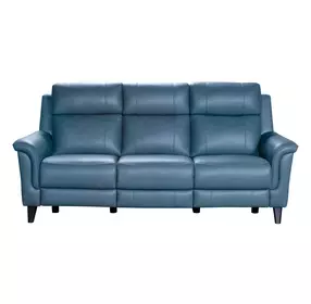 Kester Masen Bluegray Leather 86" Power Reclining Sofa with Power Headrest and USB Charging
