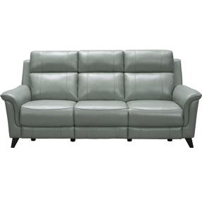 Kester Lorenzo Mint Leather 86" Power Reclining Sofa with Power Headrest and USB Charging