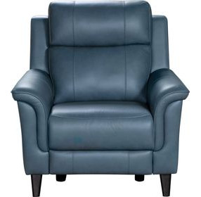 Kester Masen Bluegray Leather Power Recliner with Power Headrest and USB Charging