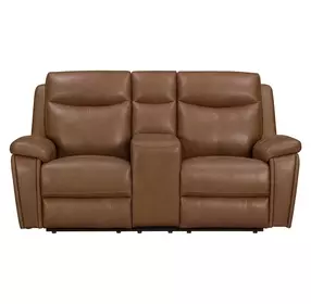 Veracruz Vintage Tan Leather 75" Zero Gravity Dual Power Reclining Loveseat with Tilt Console and USB Charging