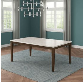 Essence White and Brown 70" Rectangular Marble Top Dining Table