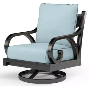 Monterey Canvas Skyline Upholstered Outdoor Swivel Rocker Club Chair with Self Welt