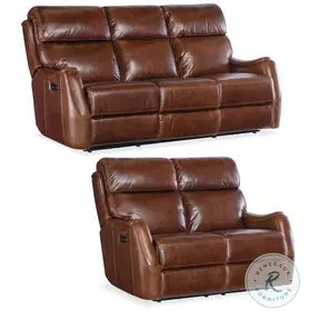 Harlan Brown Leather Zero Gravity Power Reclining Living Room Set With Power Headrest