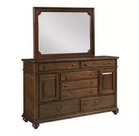 Commonwealth Rich Hazelnut 6 Drawer Witham Dresser with Rectangular Mirror