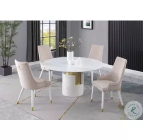 Kiana Matte White Dining Room Set with Judy Side Chair Set of 2