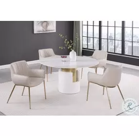 Kiana Matte White Dining Room Set with Tracy Club Arm Chair Set of 2