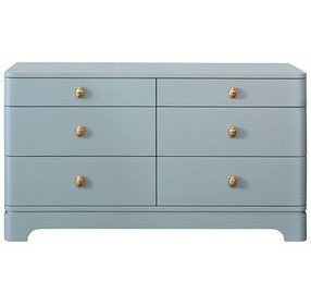 Kilmer Light Blue Matte Lacquer 6 Drawer Dresser