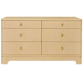 Kilmer Brown Natural Grasscloth 6 Drawer Dresser