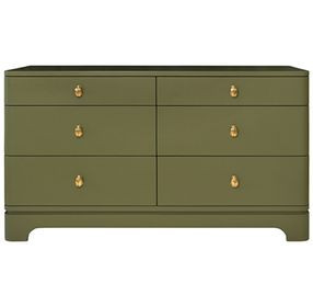 Kilmer Olive Green Matte Lacquer 6 Drawer Dresser