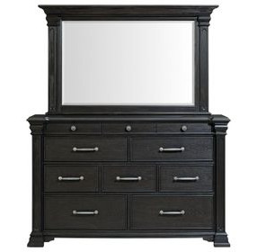 Paterson Black 10 Drawer Dresser and Rectangular Mirror