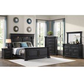 Paterson Black Bedroom Set with USB Charging and LED