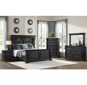 Paterson Black Bedroom Set with USB Charging and LED