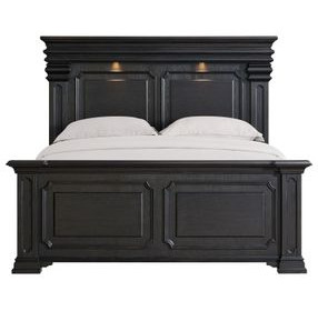 Paterson Black King Panel Court Bed with USB Charging and LED