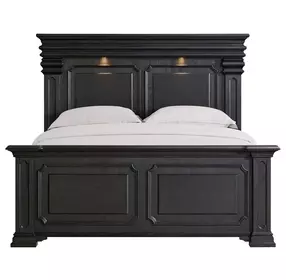 Paterson Black King Panel Court Bed with USB Charging and LED