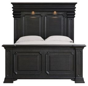 Paterson Black Queen Panel Bed with USB Charging and LED