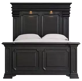 Paterson Black Queen Panel Bed with USB Charging and LED