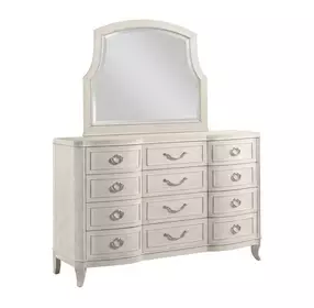 Harmony Eggshell 12 Drawer Emelie Dresser with Arched Angeline Mirror