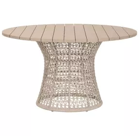 Knit Beige 54" Round Outdoor Dining Table