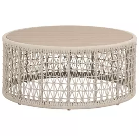 Knit Beige Round Outdoor Cocktail Table
