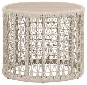 Knit Beige Round Outdoor End Table