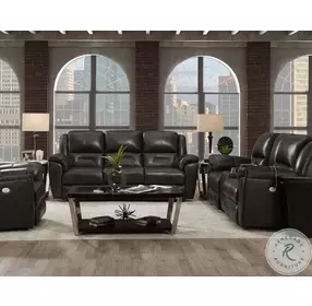 Pandora Slate Leather Power Headrest Reclining Living Room Set with USB