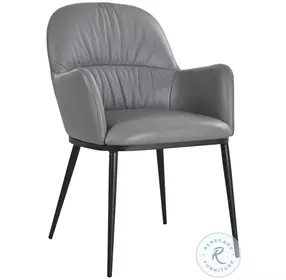 Kora Charcoal Gray Leather Dining Arm Chair