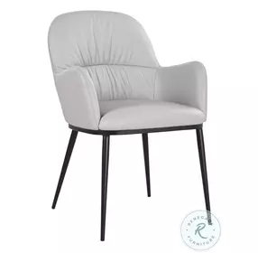 Kora Pewter Leather Dining Arm Chair
