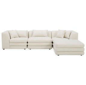 Lowtide Warm White 4 Piece Modular Lounge Sectional with Pillows