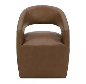 Barrow Tan Leather Upholstered Swivel Dining Chair