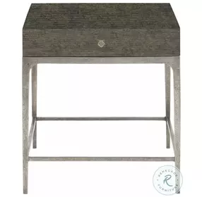 Linea Cerused Charcoal And Textured Graphite Metal End Table