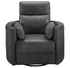 Radius Vintage Slate Leather Swivel Glider Power Recliner with USB Charging