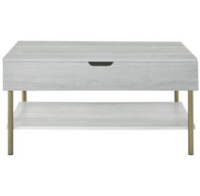 Whitman White And Champagne Rectangular Lift Top Cocktail Table