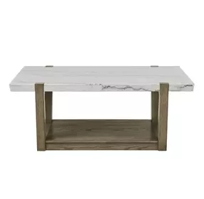 Perth White Rectangular Marble Cocktail Table with Casters