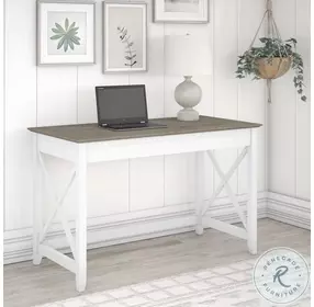 Key West Pure White and Shiplap Gray 48" Writing Home Office Set