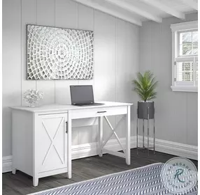 Key West Pure White Oak 54" Home Office Set with Keyboard Tray and Storage