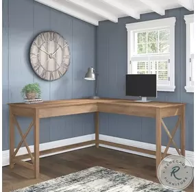 Key West Reclaimed Pine 60" L Shaped Home Office Set