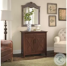 Key West Bing Cherry Secretary Home Office Set with Keyboard Tray and Storage Cabinet