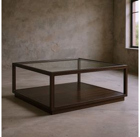 Glaze Cola Square Glass Top Occassional Table Set