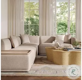 Sylvie Cream Boucle 4 Piece LAF Chaise Sectional