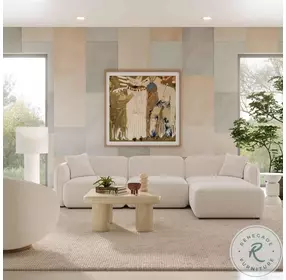 Travie White Sand Performance Corduroy Velvet 4 Piece Modular Sectional