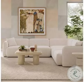 Travie White Sand Performance Corduroy Velvet Modular L Sectional