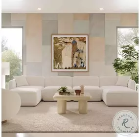 Travie White Sand Performance Corduroy Velvet 6 Piece Modular U Sectional