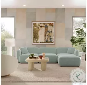 Travie Sea Foam Performance Corduroy Velvet 4 Piece Modular Sectional