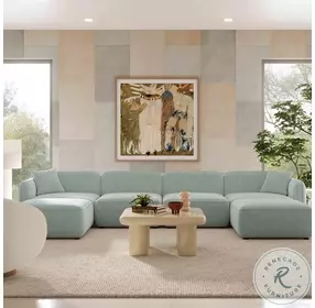 Travie Sea Foam Performance Corduroy Velvet 6 Piece Modular U Sectional