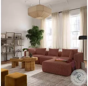 Hangover Sedona Red Textured Fabric 4 Piece Modular Sectional