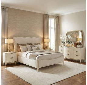 La Terrazza Creamy Pearl Upholstered Panel Bedroom Set