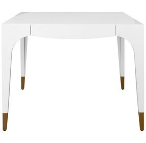 Lacey White Square Game Table with 2 Drawers
