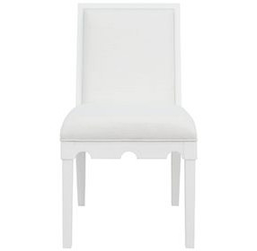 Lanister Matte White Lacquer Performance Fabric Dining Chair